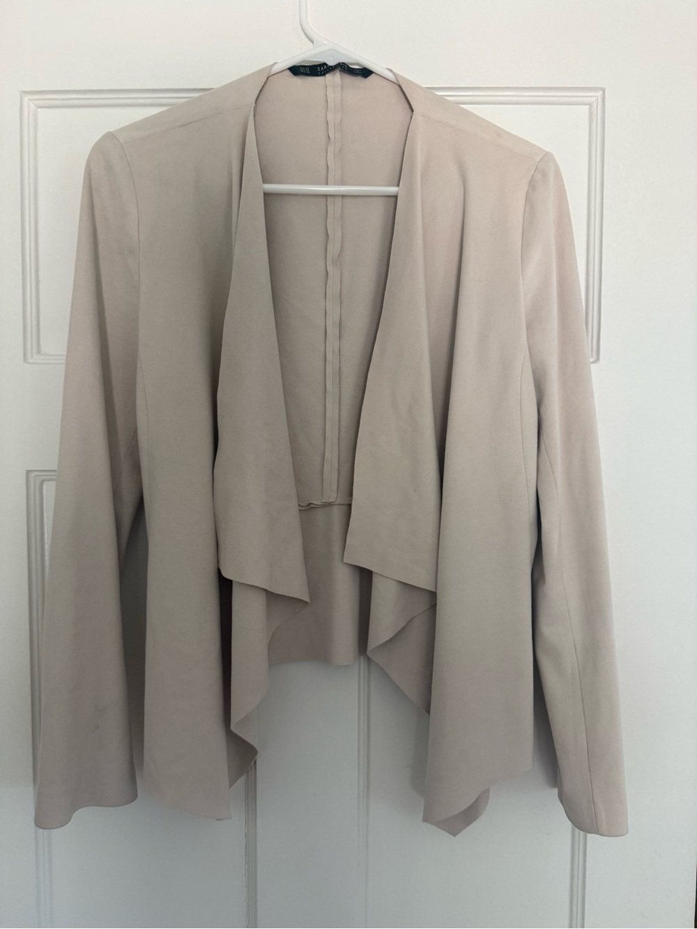 Zara Collection - tan faux-suede  Draped Open Front Jacket - Women